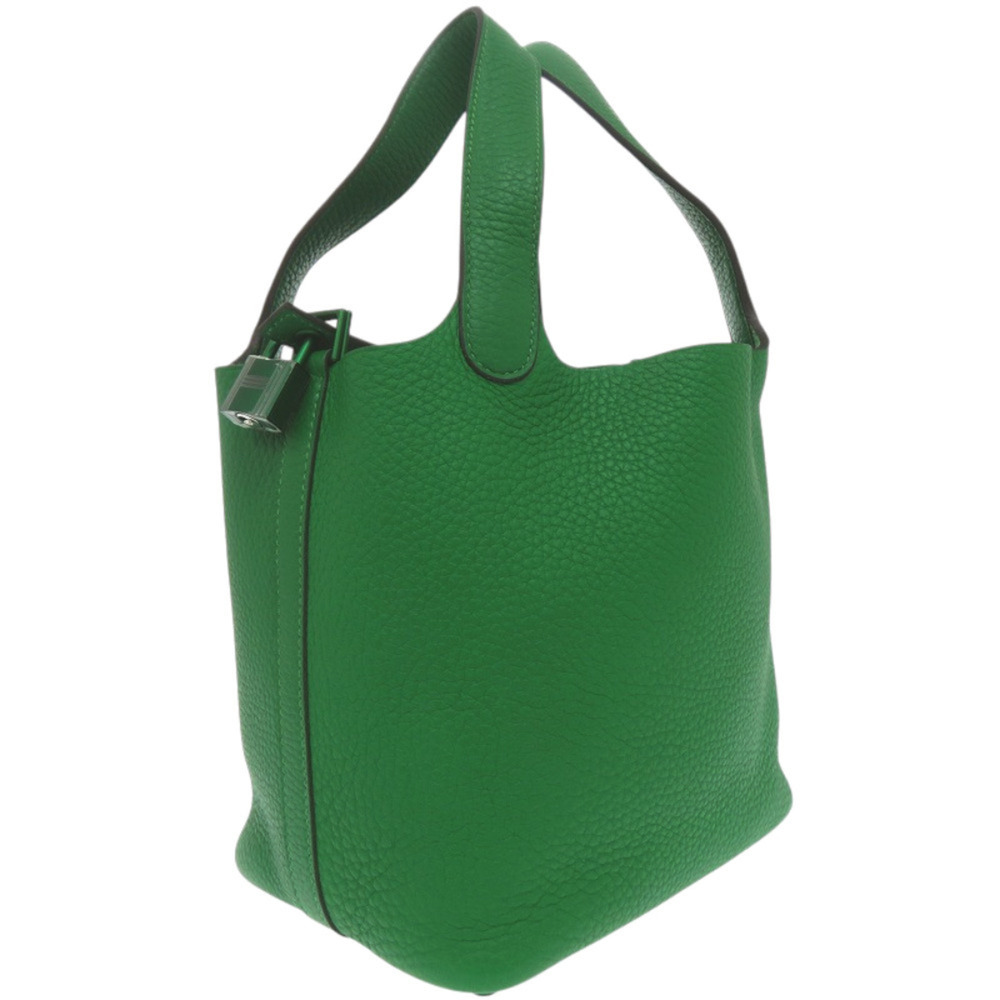 Hermes Picotin Lock PM Monochrome Taurillon Clemence Green Z Stamp (2021) Han...